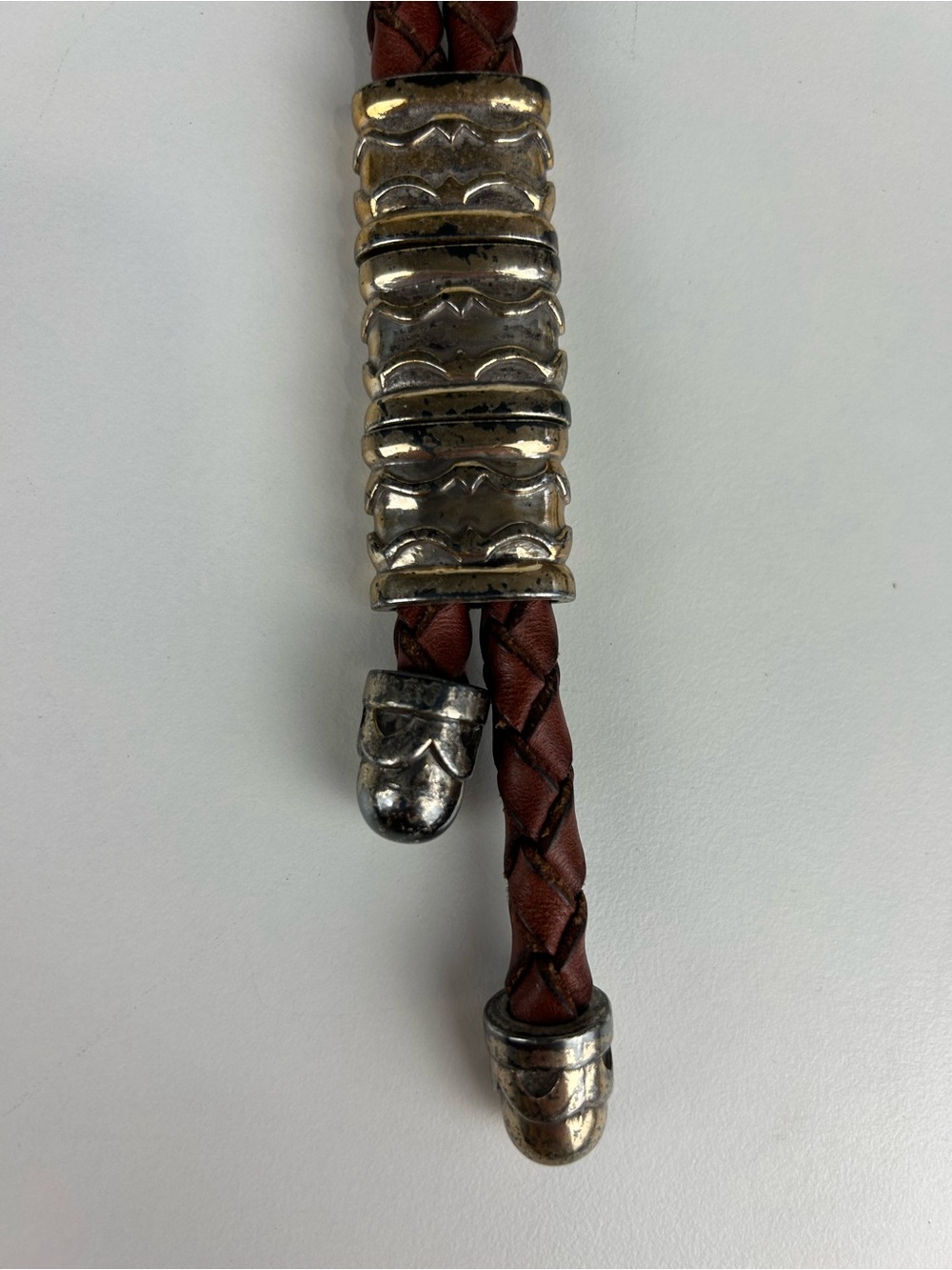 BRIGHTON 1994 BOLO BRAIDED BROWN LEATHER ROPE BELT - Picture 7 of 8